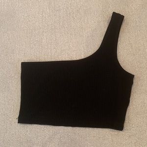 One Shoulder Black Crop Top